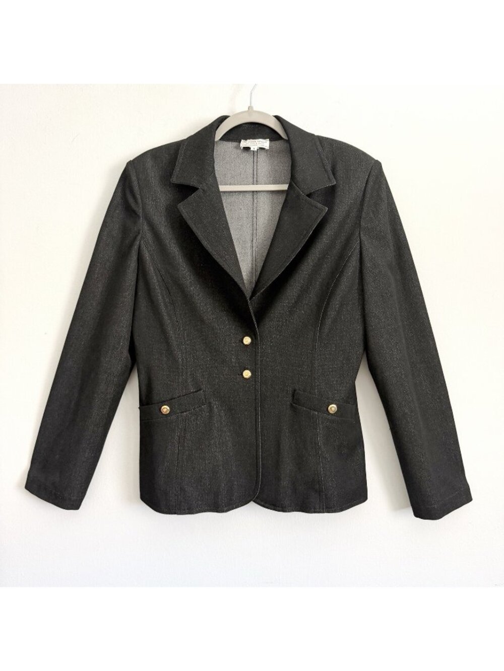 St. John Sport By Marie Gray Black Blazer Long Sleeve Button Jacket Size Medium